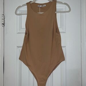 Zara Tan Bodysuit One Piece with Minimalist Design